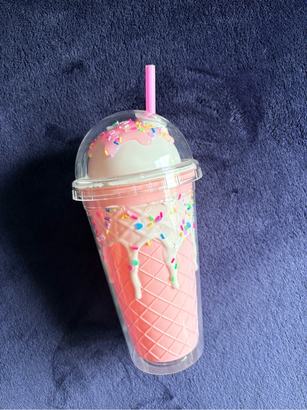 Pink Ice Cream Cone Novelty Tumbler with Dome Lid